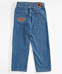 Empyre Kids Embroidered Loose Fit Blue Denim Skate Jeans