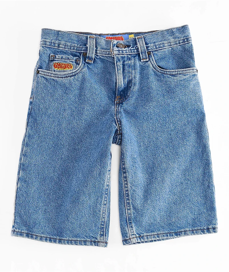 Empyre Kids Loose Fit Blue Denim Skate Shorts