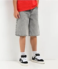 Empyre Kids Loose Fit Scramble Grey Denim Skate Shorts