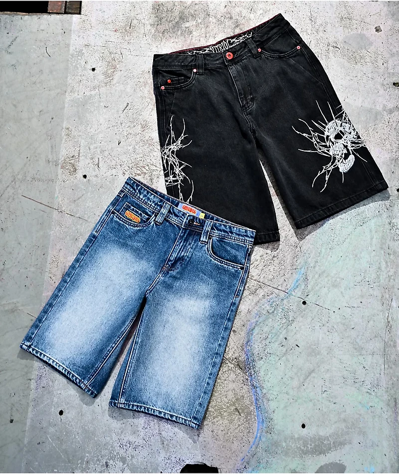 Empyre Kids Loose Fit Spin Blue Skate Shorts