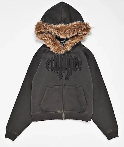 Empyre Kids Transplant Faux-Fur Brown Zip Hoodie