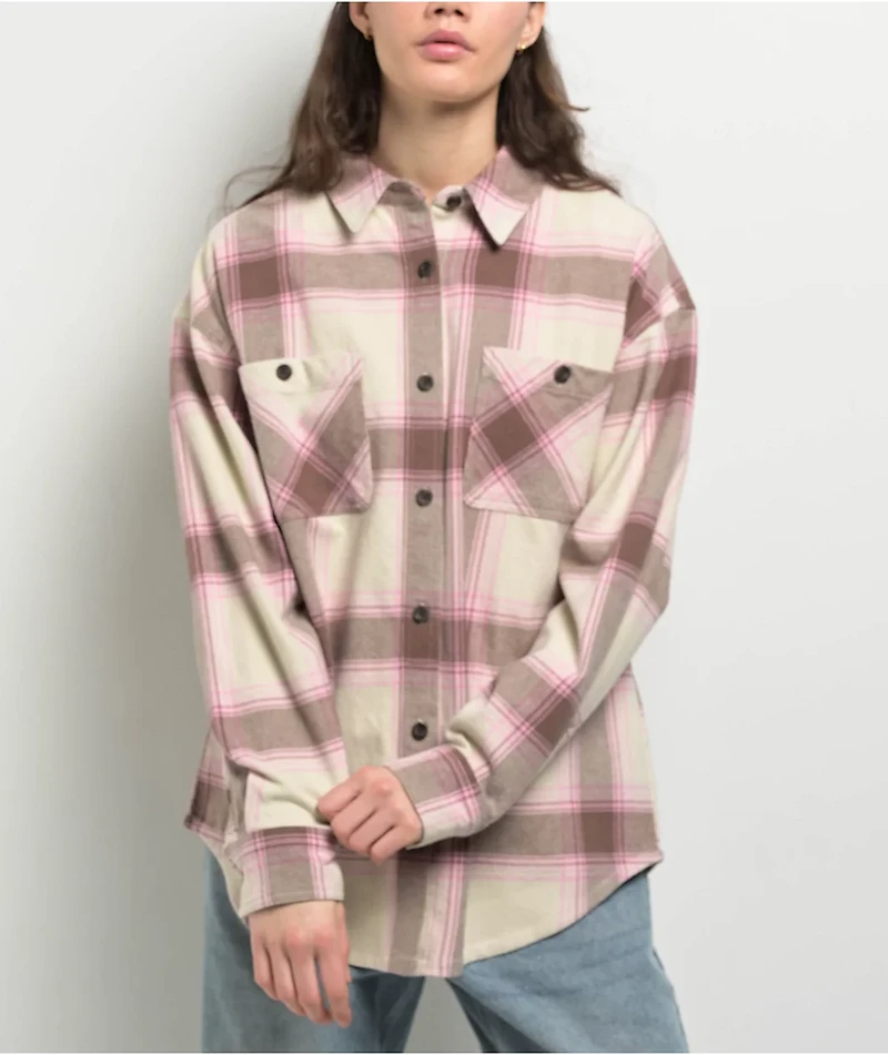 Empyre Kiley Brown & Pink Flannel Shirt