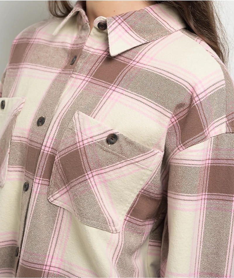 Empyre Kiley Brown & Pink Flannel Shirt