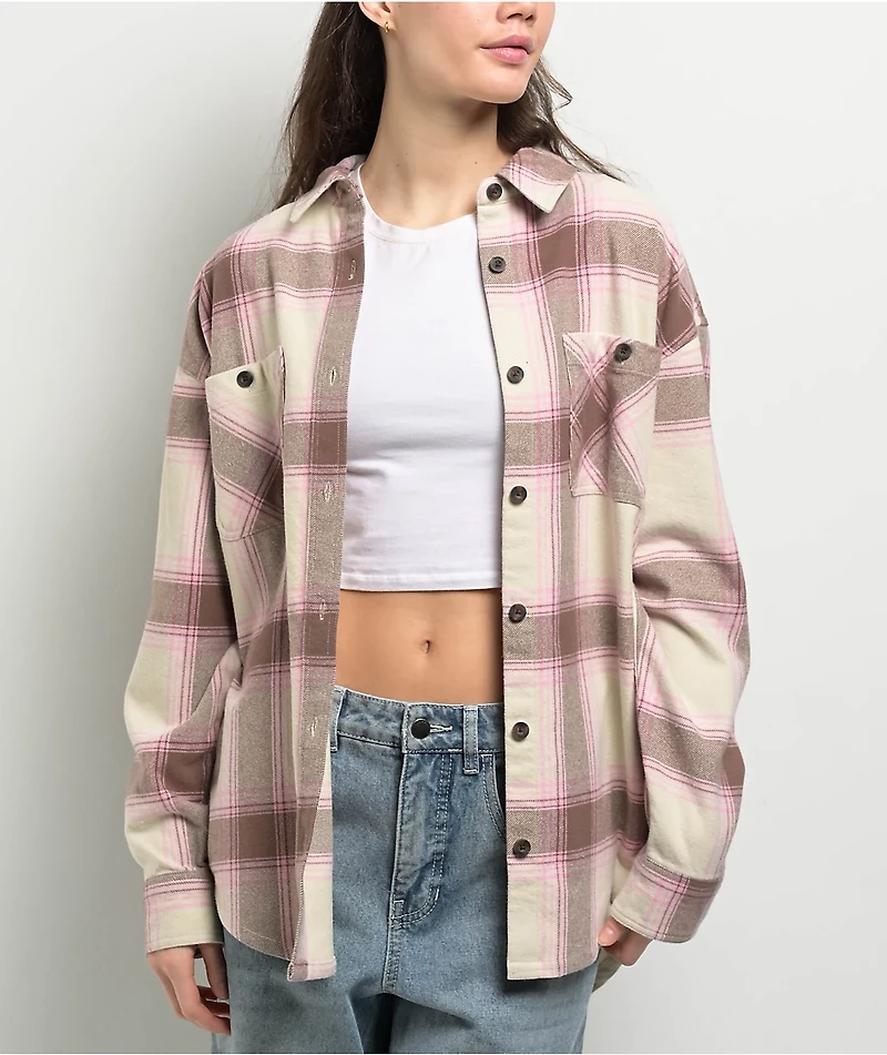 Empyre Kiley Brown & Pink Flannel Shirt