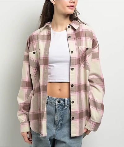 Empyre Kiley Brown & Pink Flannel Shirt