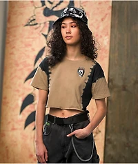 Empyre Kipsy Death To Birth Brown & Black Tie-Dye Crop T-Shirt