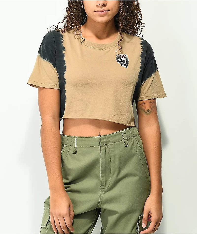 Empyre Kipsy Death To Birth Brown & Black Tie-Dye Crop T-Shirt