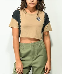 Empyre Kipsy Death To Birth Brown & Black Tie-Dye Crop T-Shirt