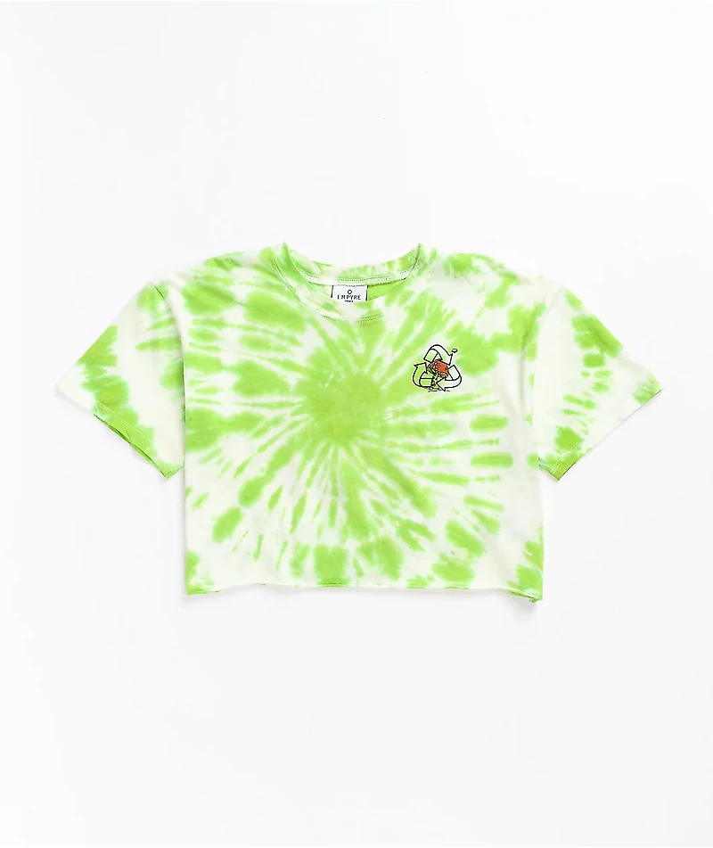 Empyre Kipsy Nature's Candy Green & White Tie Dye Crop T-Shirt