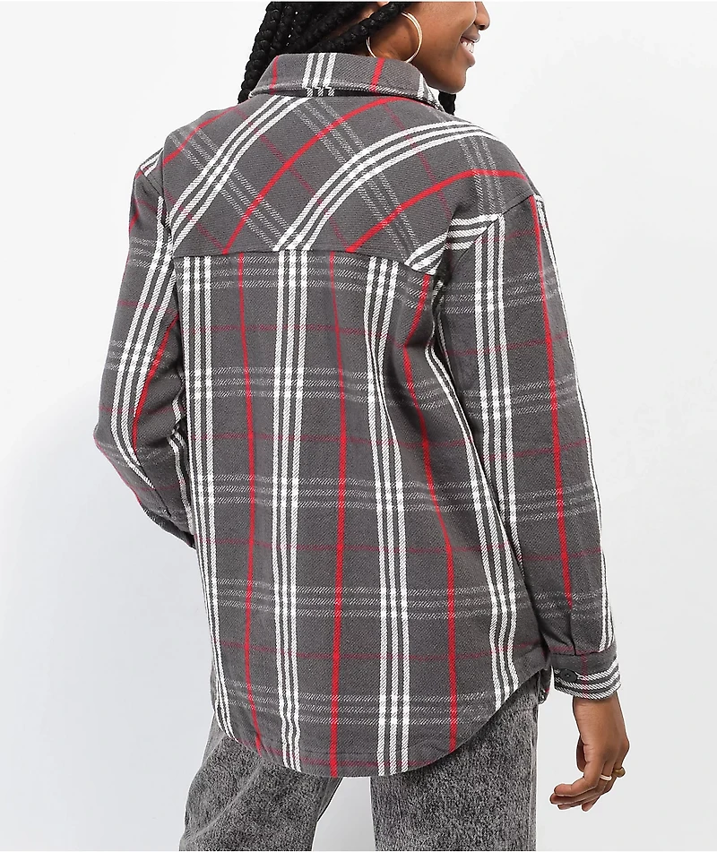 Empyre Kiva Charcoal & Red Plaid Flannel Shacket