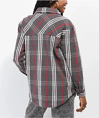 Empyre Kiva Charcoal & Red Plaid Flannel Shacket