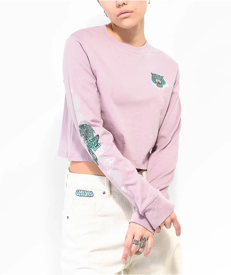 Empyre Kode Tiger Pink Long Sleeve Crop T-Shirt
