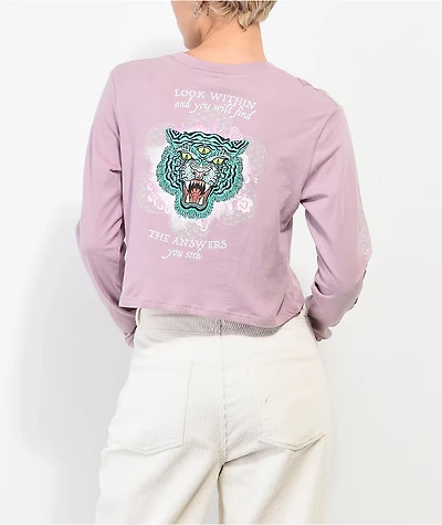Empyre Kode Tiger Pink Long Sleeve Crop T-Shirt