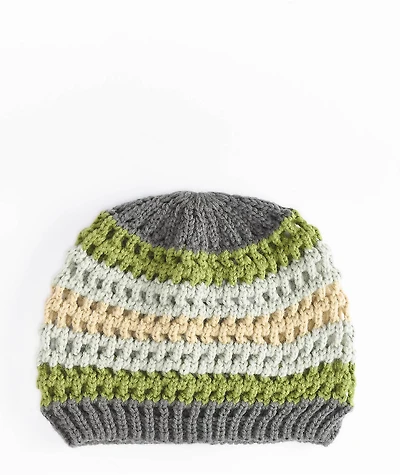 Empyre Kyle Green & Grey Crochet Skull Cap Beanie