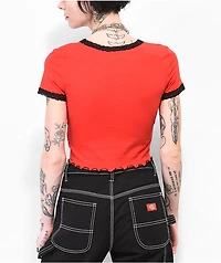 Empyre Lacey Red Lace Crop Top T-Shirt