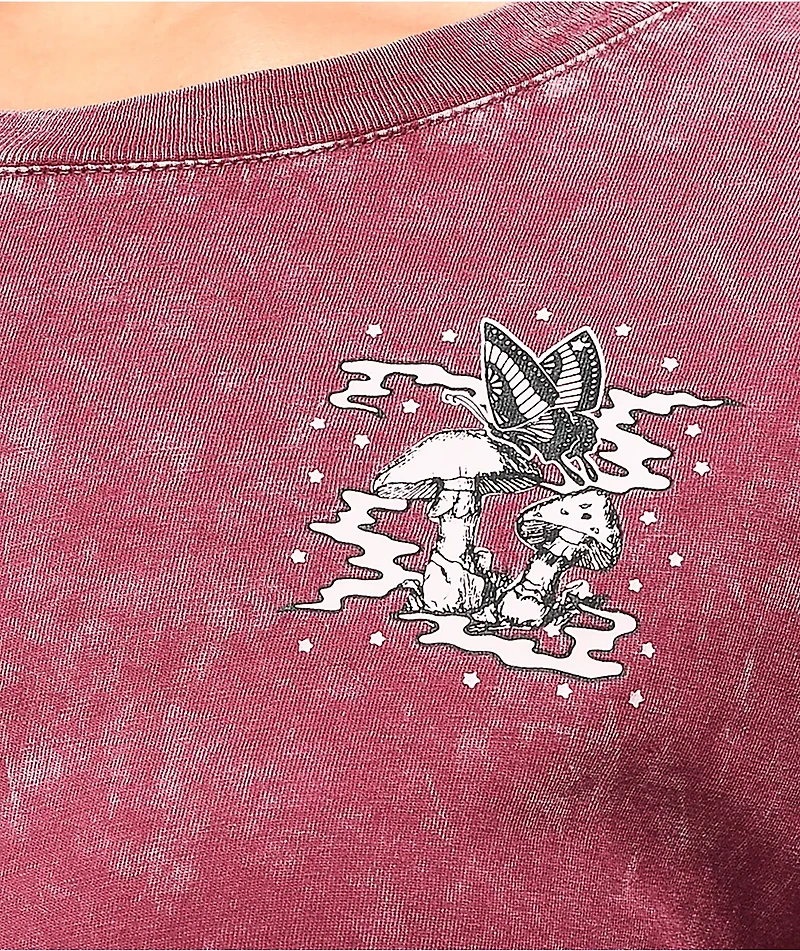 Empyre Laynie Butterfly Skeleton Red Mineral Wash T-Shirt