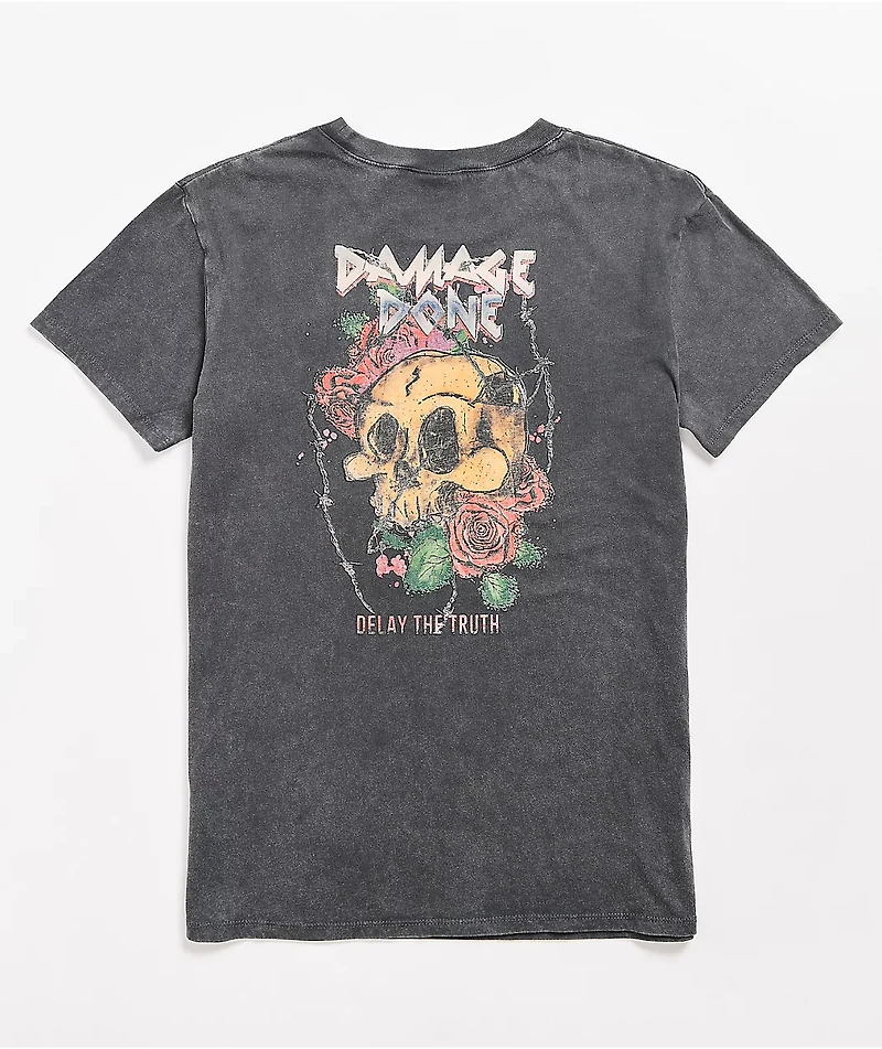 Empyre Laynie Skulls Grey Mineral Wash T-Shirt