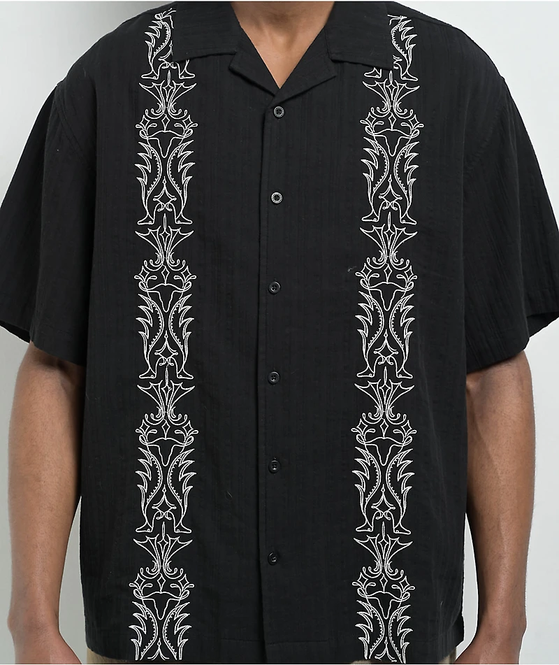 Empyre Lenny Embroidered Black Button Up Shirt