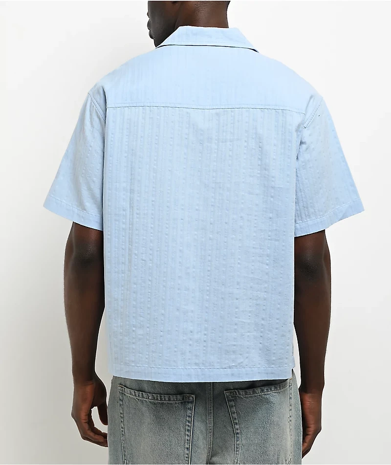 Empyre Lenny Embroidered Bue Button Up Shirt