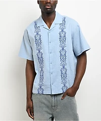 Empyre Lenny Embroidered Bue Button Up Shirt