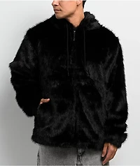 Empyre Liger Black Faux Fur Zip Hoodie