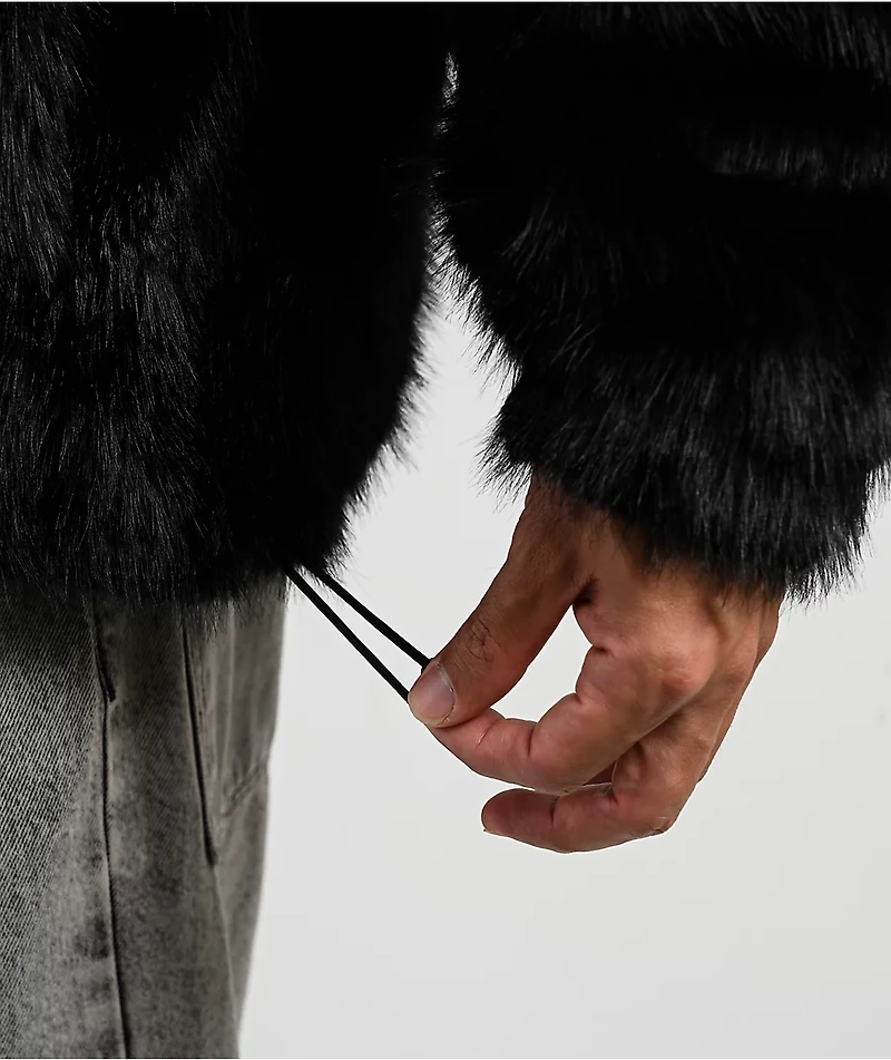 Empyre Liger Black Faux Fur Zip Hoodie