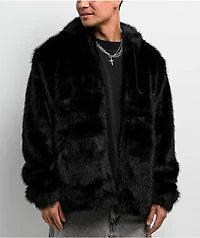 Empyre Liger Black Faux Fur Zip Hoodie