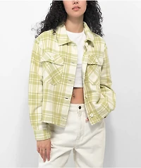 Empyre Lita Green Crop Flannel Shirt