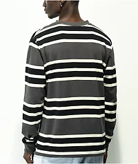 Empyre Logan Charcoal, Black & White Stripe Long Sleeve T-Shirt