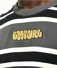 Empyre Logan Charcoal, Black & White Stripe Long Sleeve T-Shirt