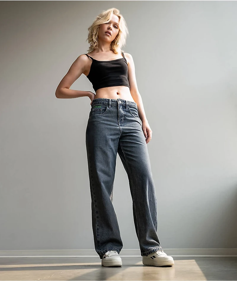 Empyre Loiter Slouchy Straight Leg Petrol Blue Denim Jeans
