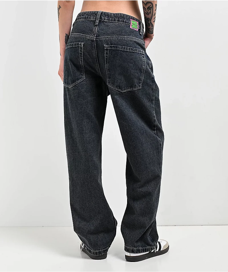 Empyre Loiter Slouchy Straight Leg Petrol Blue Denim Jeans
