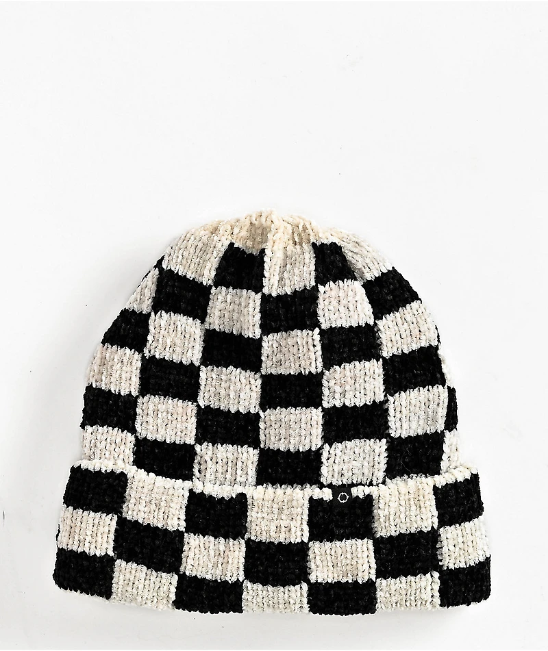 Empyre Looped Crochet Black & White Checkered Beanie