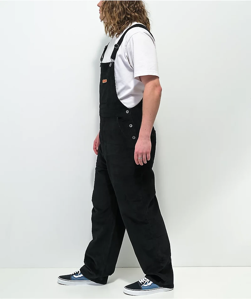 Empyre Loose Fit Black Corduroy Overalls