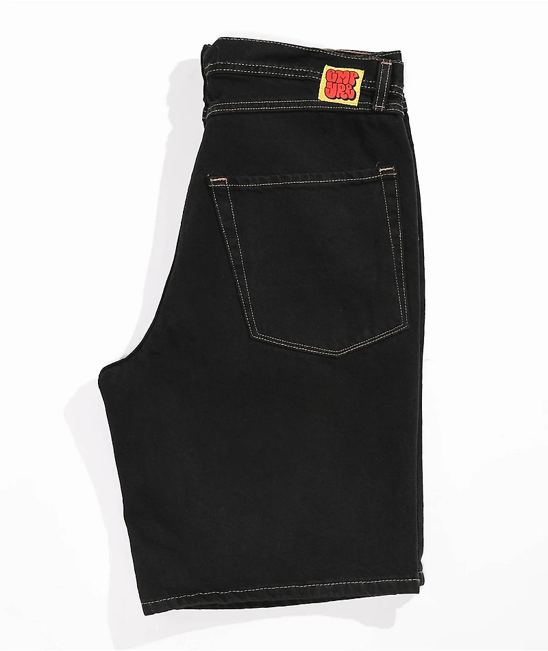Empyre Loose Fit Black Denim Skate Shorts