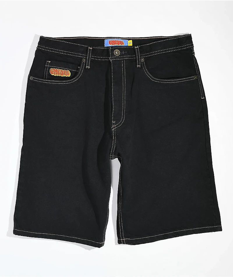 Empyre Loose Fit Blue Black Denim Skate Shorts