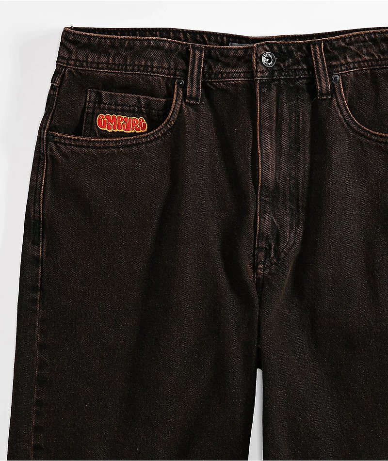 Empyre Loose Fit Brown Denim Skate Shorts