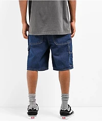 Empyre Loose Fit Double Knee Dark Blue Denim Shorts