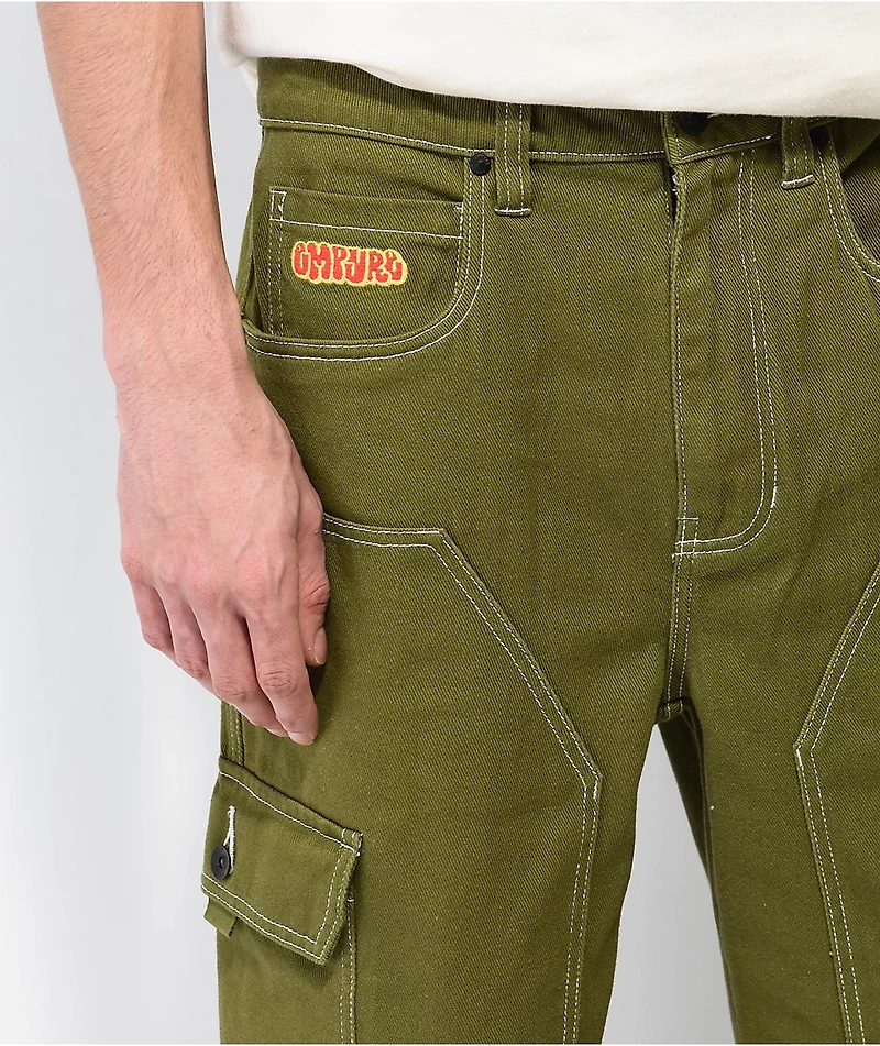 Empyre Loose Fit Double Knee Dark Green Cargo Skate Jeans