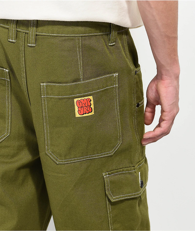 Empyre Loose Fit Double Knee Dark Green Cargo Skate Jeans