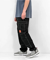 Empyre Loose Fit Embroidered Black Cargo Skate Pants