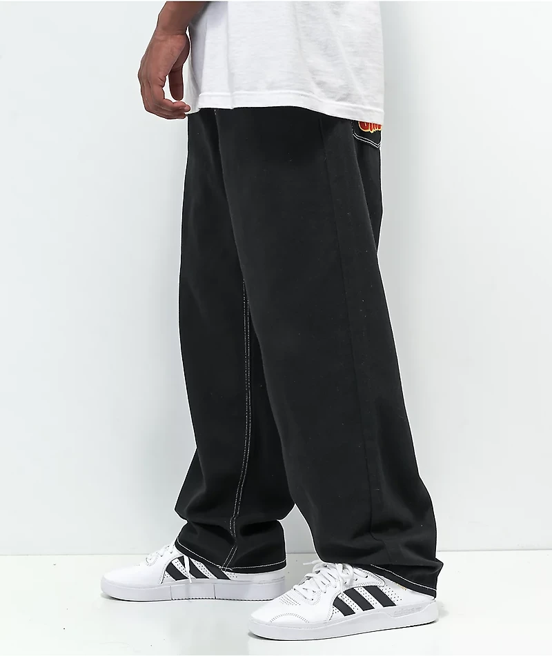 Empyre Loose Fit Embroidered Black Denim Skate Pants