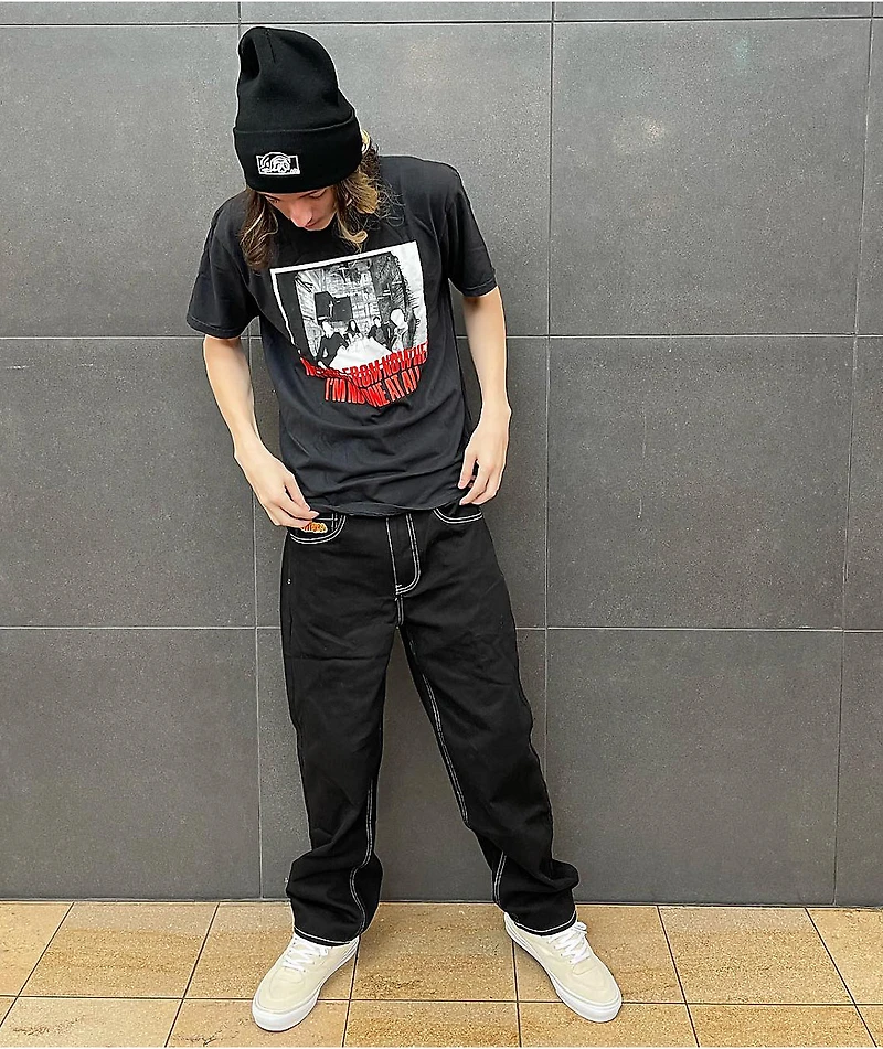 Empyre Loose Fit Embroidered Black Denim Skate Pants