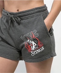 Empyre Love Stings Grey Sweat Shorts