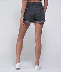 Empyre Melanie Roll Hem Black Denim Shorts