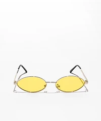 Empyre Miller Yellow & Gold Oval Sunglasses