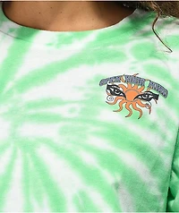 Empyre Open Your Mind Green & White Tie Dye Long Sleeve Knot Front T-Shirt