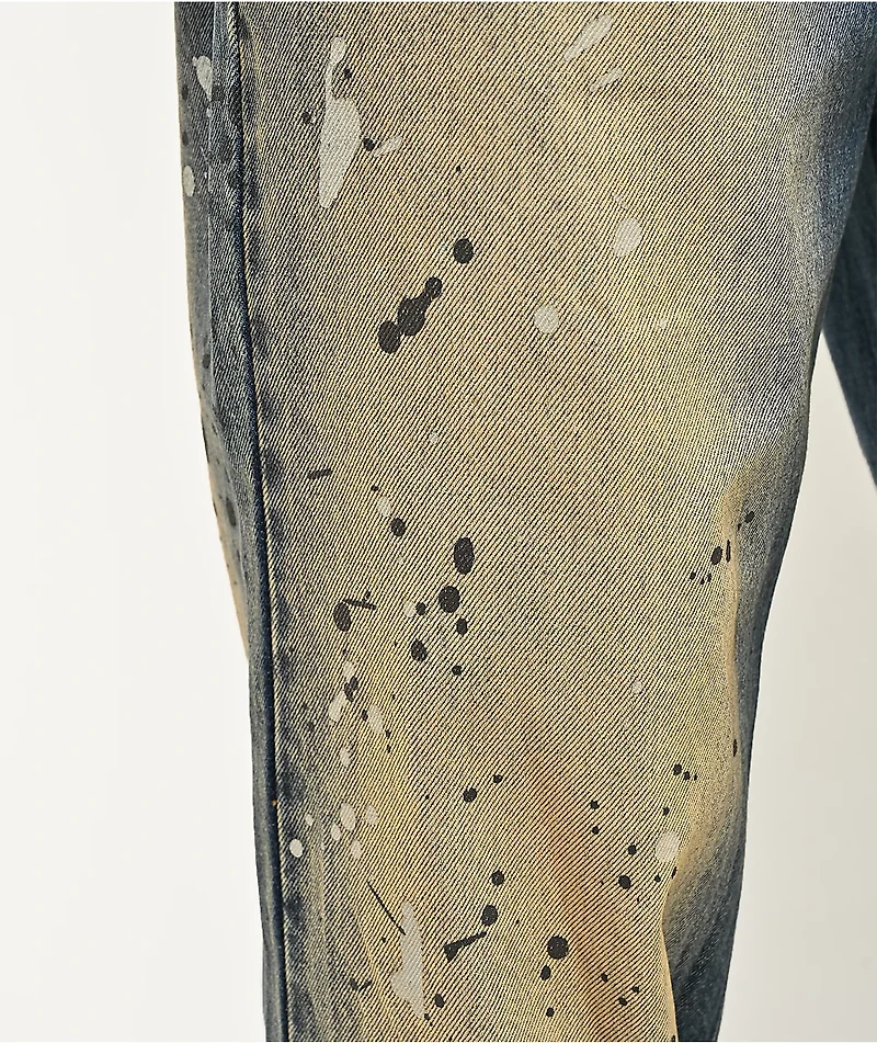 Empyre Paint N Blast Blue Wash Loose Fit Skate Jeans