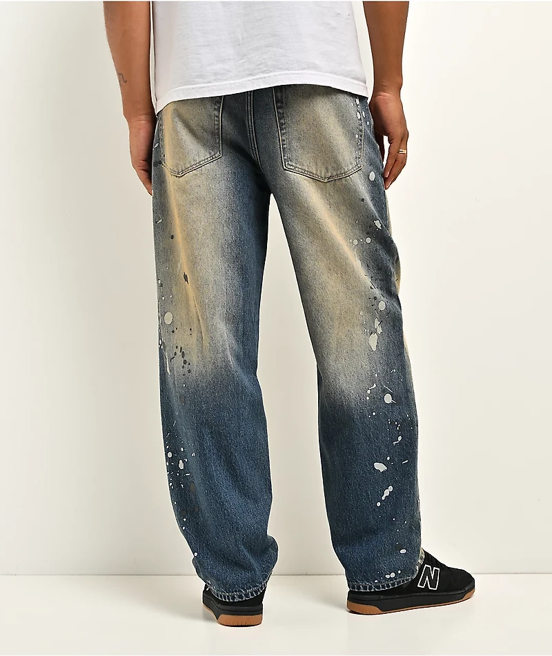 Empyre Paint N Blast Blue Wash Loose Fit Skate Jeans