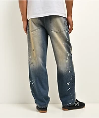Empyre Paint N Blast Blue Wash Loose Fit Skate Jeans